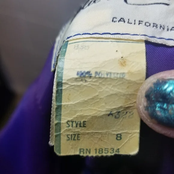 Vtg 70s Julie Miller polka dot cut out back ruffle maxi dress - Picture 8 of 10